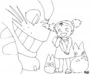 Totoro et Mei Lusaka dessin à colorier
