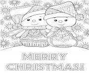 bonhomme de neige mandala et joyeux noel dessin à colorier
