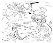 Reine des Neiges 2 Anna et Elsa dnas une tournade de glace dessin à colorier