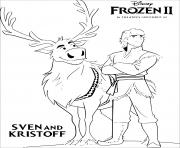 Reine des Neiges 2 Sven et Kristoff recherchent la princesse Elsa dessin à colorier