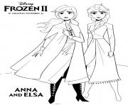 Coloriage Reine des Neiges 2 Anna et Elsa dnas une tournade de glace dessin