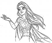Elsa Reine des Neiges 2 dans la foret enchantee dessin à colorier