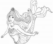 magnifique barbie sirene avec une chevelure en sante dessin à colorier