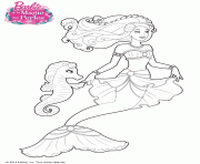 Coloriage barbie sirene avec un bebe phoque dessin