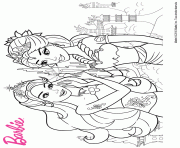 Coloriage sirene barbie et un coquillage de mer dessin