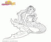 Coloriage magnifique barbie sirene avec une chevelure en sante dessin