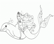 Coloriage sirene barbie et un coquillage de mer dessin