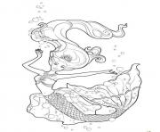 barbie sirene sous la mer avec les animaux dessin à colorier