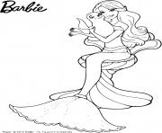barbie sirene avec un bebe phoque dessin à colorier