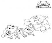 Coloriage gumball et ses amis cartoon dessin