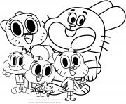 la grande famille de gumball cartoon dessin à colorier