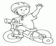caillou apprend a pedaler sur son nouveau velo dessin à colorier