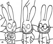 simon et ses amis en hiver dessin à colorier