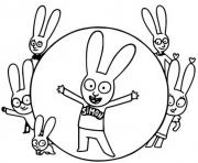 simon le lapin et ses amis lapins dessin à colorier