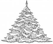 luxueux arbre de noel avec decorations dessin à colorier