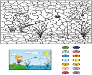 Coloriage le monde marin avec un sousmarin par numero dessin