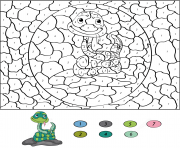 Coloriage hippopotame animal par numero dessin