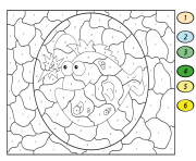 poisson de la mer par numero dessin à colorier