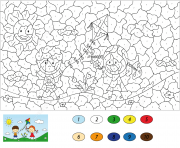 des enfants jouent au parc par numero dessin à colorier