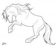 Coloriage cheval spirit etalon des plaines  film animation dessin