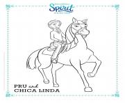 Coloriage spirit pret pour la course avec son chevalier dessin