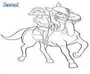 Coloriage spirit mamn et son bebe cheval dessin