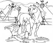 Coloriage chevaux spirit cheval mustang sauvage amerique du nord dessin