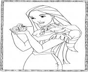 Coloriage Princesse Pocahontas fille du chef Powhatan Disney 1995 dessin