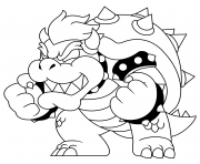 Coloriage Bowser attaque Mario dessin