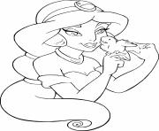 la belle princesse jasmine et lepauvre voleur aladdin dessin à colorier