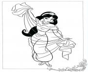 Coloriage princesse jasmine avec le tigre Rajah dessin