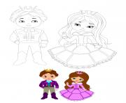 Cute Prince and Princesse dessin à colorier