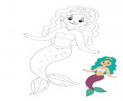 Mermaid Princesse with Crown dessin à colorier