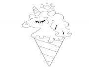 glace licorne cornet de creme glace dessin à colorier