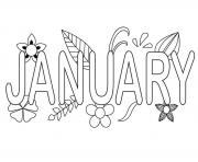 Mois de Janvier en Anglais January Month dessin à colorier