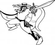Coloriage zorro avec un fusil et son cheval dessin
