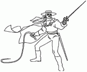 Zorro avec son fouet et son epee dessin à colorier