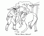 Coloriage zorro avec un fusil et son cheval dessin