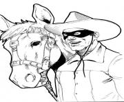 zorro et son cheval realiste dessin à colorier