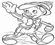 Coloriage Pinocchio s amuse avec le chat dessin