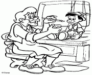 Coloriage Pinocchio et Geppetto dansent ensemble dessin