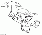 Coloriage jiminy cricket grillon habille en costume dessin