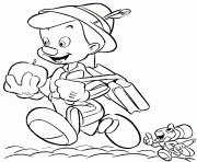 Coloriage Jiminy Cricket avec son parapluie dessin