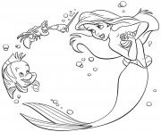 ariel la petite fille reve de decouvrir les merveilles cachees des oceans dessin à colorier
