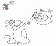 Coloriage ratatouille cuisinier dans la cuisine dessin