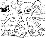 bambi joue avec panpan et fleur dessin à colorier