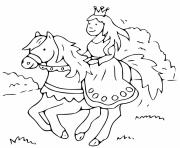 princesse et son cheval direction royaume dessin à colorier