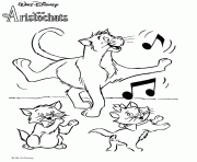 Omalley et les chatons des Aristochats aiment la musique dessin à colorier