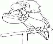 Coloriage perroquet avec un panier dans son bec
