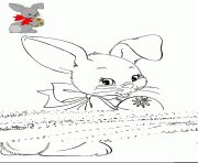 Coloriage petit lapin mignon avec oeuf de paques dessin
